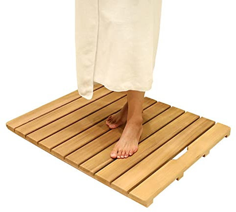 ZXCVBAS Tappetino Doccia in Teak,Pedana Doccia in Legno,Accessori per Vasca,Tappetini Anti -Slip per Vasca,Tappetino da Pavimento in Legno Impermeabile per Interno O All'aperto,40x70cm/16x28in