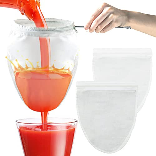 Nut Milk Bag Strainer with Stand, Strainers Fine Mesh Bags, Jelly strainer, Reusable Cheese Cloth Bag for Straining for Filter Juices, NutMilk, Cheese, Honey, Butter, M