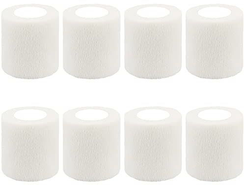 BQTQ 8 Rollen Selbsthaftende Cohesive Bandage Haftbandage Verband Fixierbinde Elastische Bindem Kohäsive Bandagen (Weiß, 5 cm x 4,5 m)