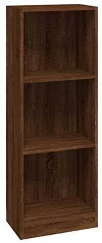 vidaXL Bücherregal, Standregal mit 3 Fächern, Raumteiler Bücherschrank, Wandregal Aktenregal Büroregal, Braun Eichen-Optik Holzwerkstoff
