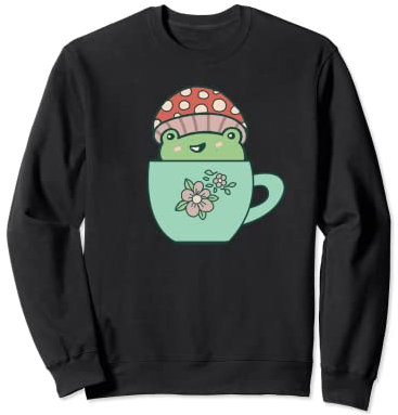Cottagecore Théière en forme de grenouille Kawaii Vert pastel Sweatshirt