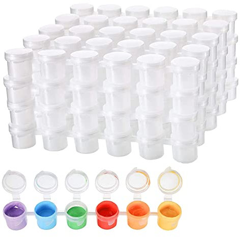SEABABOO 20PCS Mini Leere Farbstreifen Töpfe Leere Farbbehälter mit Deckel Töpfe Leere Farbstreifen Farbtöpfe Farbtopf für Klassenzimmer Streifen Farbtöpfchen Mini Pigment Dose für Kunstfestival