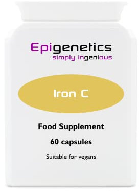 Iron-C | 10mg Iron (Ferrous Citrate) + Buffered Vitamin C (Ascorbic Acid) | 60 Vegan Friendly Capsules UK Made | 1 Capsule Daily (2 Month Supply)
