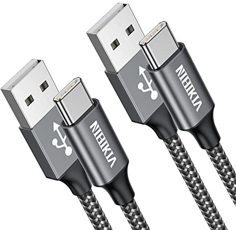 NIBIKIA Cable USB C, [2Pack/1M+1M] Cable USB Tipo C Nylon Carga Rápida y Sincronización Cargador Tipo C para Samsung Galaxy S22 S21 S20 S10 S9 S8 Plus, Note 10 9 8, A71 A53 A33 A20 USW