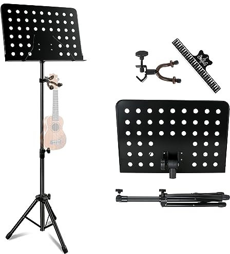 EASTROCK ausziehbarer Notenständer und verstellbarer 2-in-1-Tischnotenständer (schwarz)