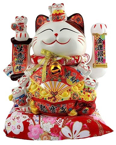 Freak Scene Glückskatze - Maneki-Neko - Winkekatze aus Porzellan 25 cm weiß - Maneki Neko 05