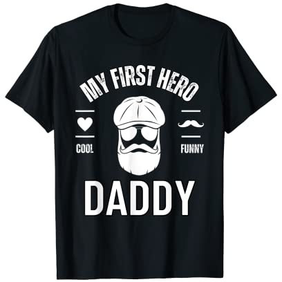 My First Hero Daddy Cool Dad With Newsboy Cap Vatertag T-Shirt