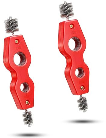 Zhouocea 2 PCS Copper Pipe Cleaner Brush Professional Pipe Deburring Brush Tool Pipe Reamer Tool for Copper PVC PPR Pipe and Soft Steel Tubing Plumbers Brass Aluminum Pipes(Red)