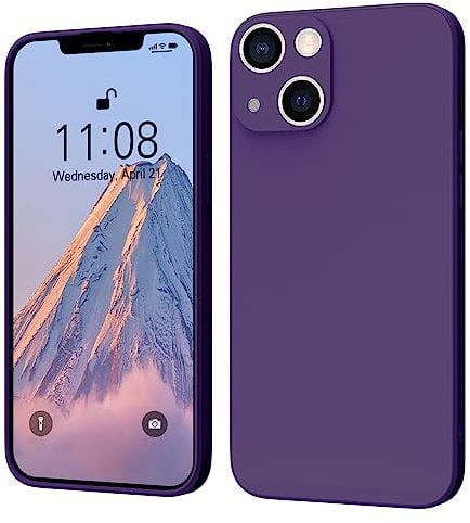 WXX for iPhone 14 Case Silicone Ultra Slim Camera Protection for iPhone 14 Phone Case Cute Girls Women Soft Gel Cover Rubber Anti-Scratch Compatible for iPhone 14 6.1-inch Dark Purple