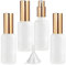 LusDoly Pack of 4, Empty 50ml Frosted Transparent Glass Fine Mist Atomiser Bottles with Gold Sprayer Water Spray Bottles Perfume, Aromatherapy, Cosmetic Travel Containers 2x Funnel