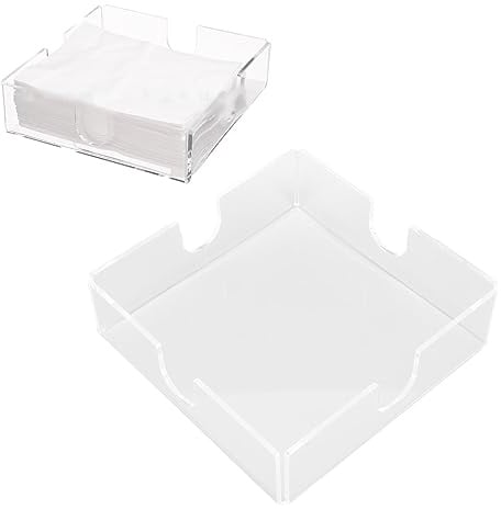 Acryl-Serviettenhalter, Quadratischer, Transparenter Tisch-Taschentuchspender, Dekoratives Serviettentablett für Küche, Restaurant, Bar