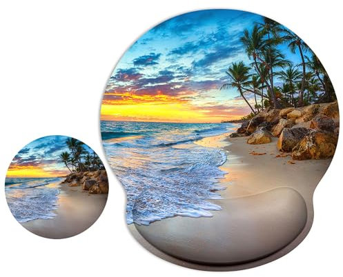 ITNRSIIET Tapis de souris ergonomique avec repose-poignet - Surface lisse - Base en caoutchouc antidérapante - Confortable - Soulage la douleur - 24,9 x 23,1 cm - Plage