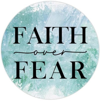 Zyadsinoudor Faith Over Fear Vinyl-Laptop-Aufkleber, inspirierendes Familienzitat, Vinyl-Aufkleber, zum Abziehen und Aufkleben, runde Etiketten für Wasserflaschen, Laptop, wasserdichte