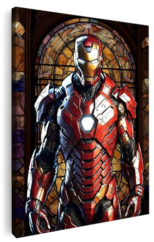 Artmazing | Iron Man Bild Bunt | S-Art Bilder Modern | Leinwandbild XXL für Wohnzimmer | Wandbild Deko | Buntes Poster für Wand
