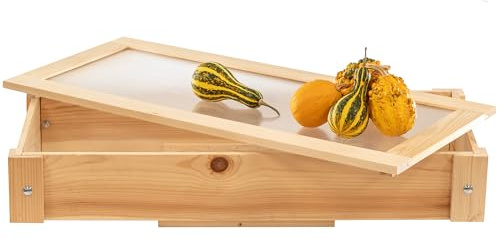 ITA Frühbeet Aufsatz aus Holz 80x37x10 cm Natur - Frühbeetkasten - Wetterfest - Polycarbonat Fenster - Made in EU - FSC Holz - Frühbeetaufsatz - Perfekt für ITA Hochbeete