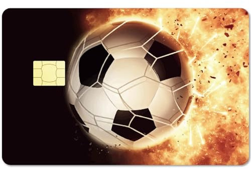 CREATCABIN Fußball-Karten-Skin-Aufkleber,Debit-Kreditkarten-Skins,Die Feuer Und EIS Abdecken,Bankkarten-Schutzaufkleber,Wasserdicht,Kratzfest,Keine Blasen Für EBT-Transport,Schlüsselkarte,186x137mm