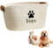 Bangminda Dog Toy Storage Bin - Cotton Rope Organizer Box with Handle Basket