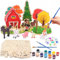 FUNCREVITY Holz Bauernhof Bastelset, DIY Holztiere Holzfiguren zum Bemalen Bastelset Kinder 3 Jahre mit Mini Kunststoff Bauernhof Tierfiguren Bauernhof Spielzeug Geschenke für Kinder Jungen Mädchen