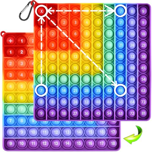 Popit XXL Fidget Toys, Push Pop Bubble Fidget Sensory Toy, Stressabbau Sensory Toy, Rainbow Multiplikationsbrett, Multiplikation für Kinder Lernspielzeug für Zusatz (Klassische Ausgabe)