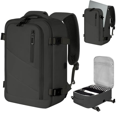 VOESLD für Easyjet Handgepäck 45x36x20, Handgepäck Rucksack Herren Damen Laptop Rucksack Wasserdicht, Reiserucksack Dunkelgrau, Kann als Sportrucksack, Arbeitsrucksack