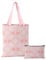 Watbro Niedliche Canvas-Tragetasche und Make-up-Tasche, ästhetisch für Damen, niedliche, wiederverwendbare Stoff-Baumwollbeutel, Geschenk für Frauen, 2 Stück, Herz und Blume, Tote Bag + Make Up Bag