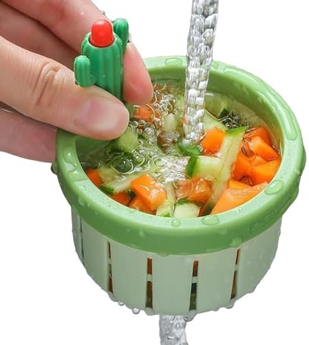 Cactus Kitchen Sink Drain Strainer, Press Automatic Dumping Basket, Tapon Fregadero Cocina, Filtro Fregadero Cocina, Filtro Desague Fregadero, Rejilla Fregadero Cocina