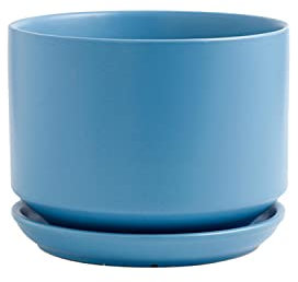 BZVCRTYKL Pflanzgefäße Zylinder, Pflanztöpfe aus Keramik mit Abflussloch und nahtlosen Untertassen, Moderne Sukkulentenbehälter for den Innen- und Außenbereich, Pflanzentopf-B/940