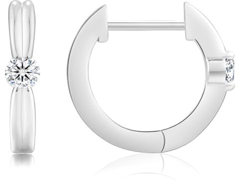 KRKC&CO Creolen Silber 925 Damen mit Stein, Creolen Ohrringe mit Moissanite, Kreolen Huggies in Linie Design, Hypoallergen Antiallergisch Ohrschmuck Geschenke für Frau Mädchen, Silber