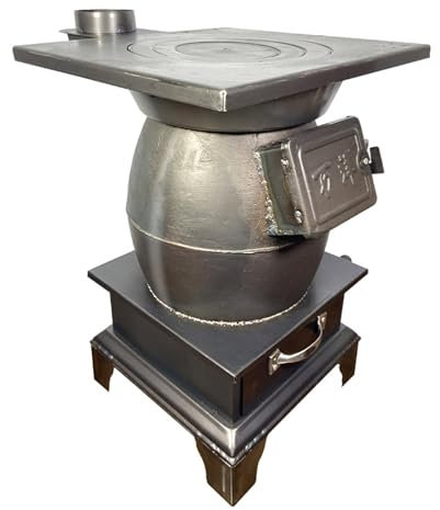 Poêle à Bois en Fonte, Poêle à Granulés pour Le Chauffage Domestique, Boîte Grise Extra Large, pour Barbecue de Pique-Nique de Randonnée Intérieure et Extérieure