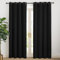 NICETOWN Schwarze Vorhänge Blickdicht Gardinen 220 cm Lang Kälteschutzvorhang Verdunkelungsvorhang Ösen Vorhang Wohnzimmer Modern Übergardinen Ösengardinen 2er Set, H220 x B140 cm