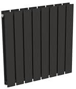 Radiateur noir mural eau chaude horizontal en acier double lame | 60 x 60 cm 883 Watt chauffage central | 4 raccordements 15x21 (1/2) série NYTIA by NOYON & THIEBAULT