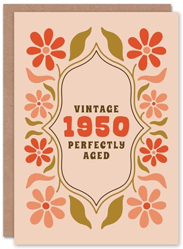 Artery8 Personalised Vintage Year Floral Flowers Her Born 1950 Aged 75 Years Old 75th Birthday Card Mum Gran Wife