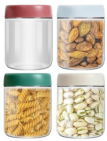 Zuzer 4 Stück Overnight Oats Gläser mit Deckel 400ml Schraubgläser Einmachgläser mit Schraubdeckel Meal Prep Gläser für Overnight Oats Pudding Marmelade Salat Joghurt