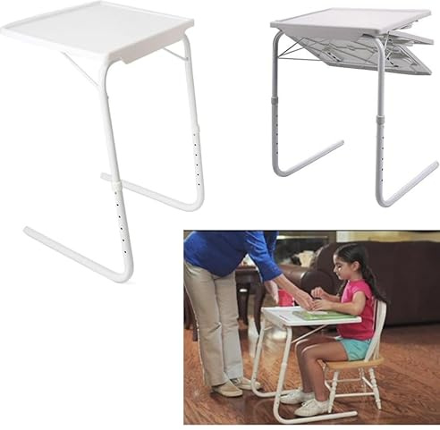 Adjustable Folding Tray Table Mate - Portable Laptop Desk, TV Dinner Tray, Bedside Table, Study Desk, Compact Foldable Stand for Home, Office, & Dorm - Lightweight, Space-Saving & Sturdy Design
