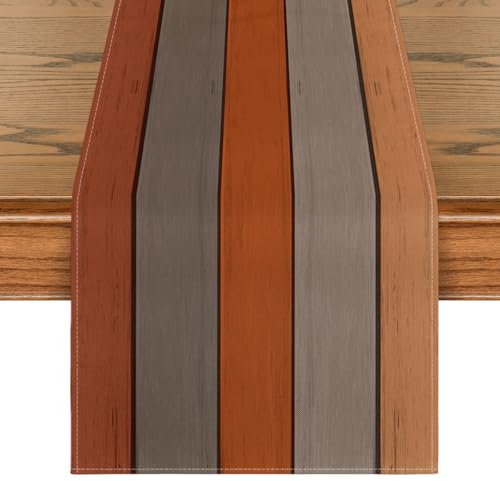 Artoid Mode Orange Planken Antik Alt Rustikal Holz Herbst Tischläufer, Saisonnal Küche Tisch Dekoration Drinnen Urlaub Party Dekor 40x140 cm