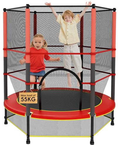 Cama Elástica Infantil Ø 140 cm,Trampolines con Red de Seguridad y Almohadilla para Muelles para Niños de 3-6 Años, de Interior/Exterior, Carga estática 135kg
