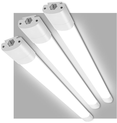 LEOEU 3 Stück Feuchtraumleuchte LED 150cm, 45W 5000LM Röhre Deckenleuchte, IP65 Wasserfest LED Kellerlampe Werkstattlampe, Deckenlamp Als Garagenlampe