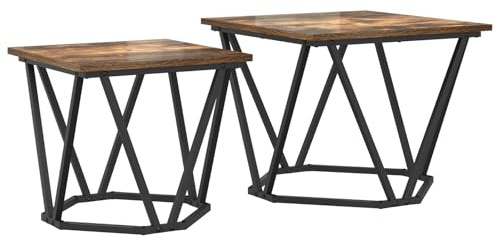 vidaXL Beistelltisch-Set 2 pcs Geräucherte Eiche, Wohnzimmer, quadratisch, modernes, Robustes Kaffeetisch-Set, Akzenttische, stylische Seite, kompakte Fläche, minimalistisches Stil