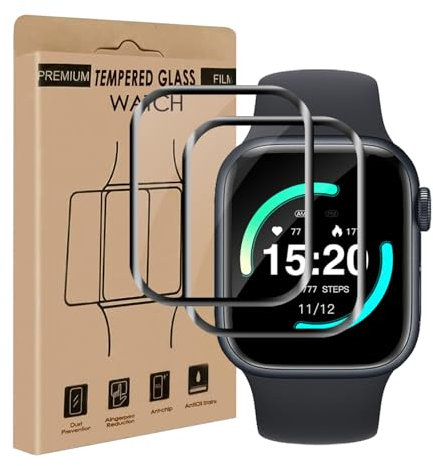 Cable Leader 2 Pack Verre Trempé pour Apple Watch Series 7/8/9(41mm), Anti Rayures, à l'épreuve des bulles protection écran, Haute Sensibilité Tactile, Ultra HD Apple Watch 41mm vitre protection