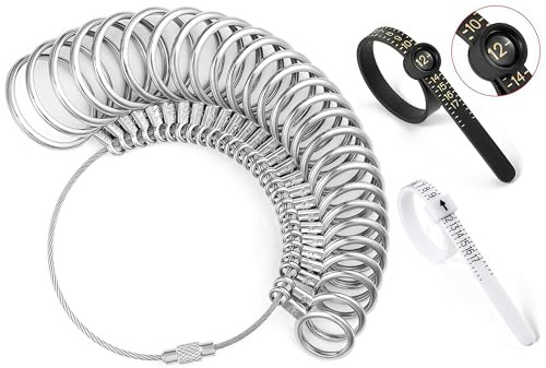 Ringgrössenmesser Set Ringmesser Finger Ringmaßband Ringdorn Ringgröße Ring Size für Finger Tools Größenstandard EU, UK, USA
