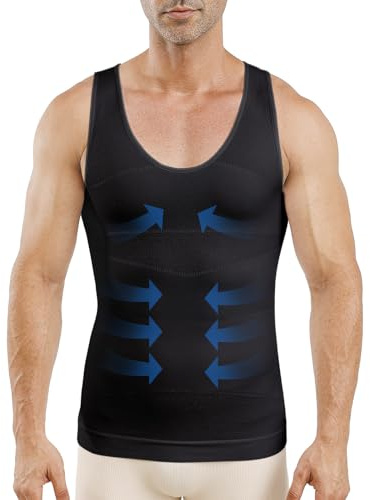 MeetHoo Men's Compression Shirt Slimming Sleeveless Shapewear Men Vest Seamless Undershirt Body Shaper Tank Top Workout Sport