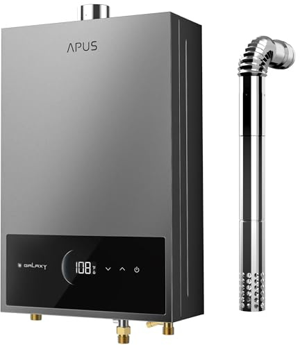 APUS Tankless Water Heater Propane Gas, Up to 4.42 GPM, Indoor Hot Water Heater, 95,000 BTU on Demand Instant Hot Water Heaters with Smart Digital Display, Space Gray