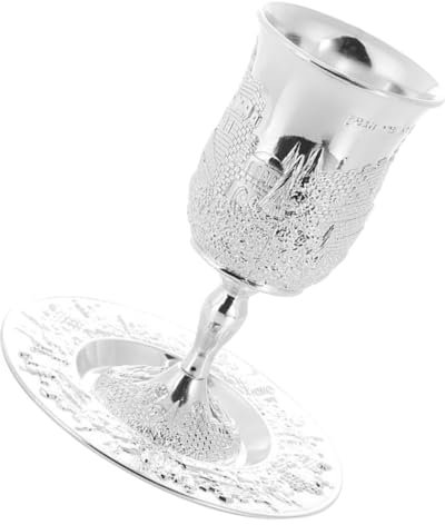 TIDTALEO 1Juego Copa de Vino Plateada para con Platillo de Copa para Pascua y para Celebraciones Religiosas y Decorativas