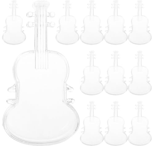INOOMP 12er-Packung Bonbonieren aus Kunststoff: Geigenförmige Bonboniere mit Deckel für Gastgeschenke zur Hochzeitsfeier – Transparente Präsentationsbox mit Musikmotiv