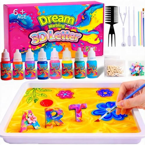 jingyuanli Kit de bricolage de peinture à marbrer pour enfants