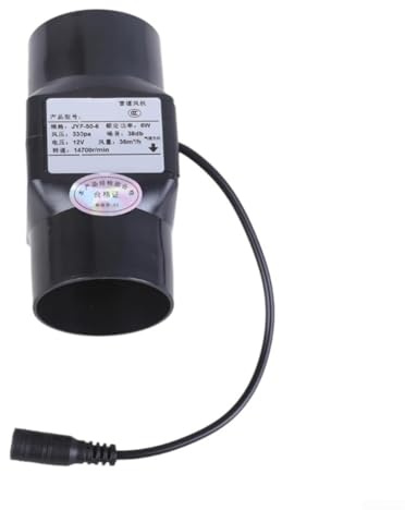 12V 6W Inline Exhaust Duct Fan with 38dB Quiet Operation and PVC Housing for Efficient Air Circulation in Bathroom Kitchen Chicken, 50mm Black(Black 50MM)