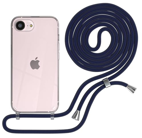 EAZY CASE Handykette kompatibel mit iPhone 17e Handyhülle mit Umhängeband, Handykordel mit Schutzhülle, Silikonhülle, Hülle mit Band, Stylische Kette für Smartphones, Navy Blau