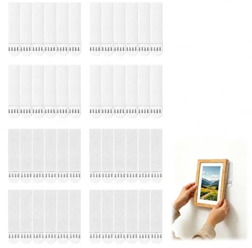 24Paries Languettes Accroche Tableaux, fixation sans clou tableau, bandes adhésives double face amovibles, accroche cadre sans percer, retrait propre pour surfaces lisses, murs peints et carrelage