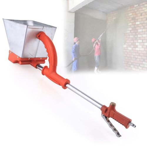 Cement Mortar Spray Gun, Pneumatic Wall Plastering Machine, 4 Hole Drywall Sprayer, Stainless Steel Portable Mortar Sprayer for Plaster