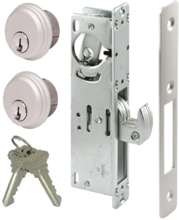 Keyed Hookbolt Set, Deadbolt, Double Keyed, Adams Rite, Aluminum 31/32 | Hook deadbolt with double keyed cylinder combo and Adams Rite cam for commercial storefront door security